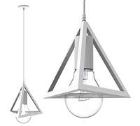 Bakaji - Lámpara de techo con forma de pirámide de 18 cm, de metal, diseño moderno, portalámparas E27, bombilla máx. 40 W, iluminación decorativa para el hogar con kit de montaje incluido (blanco)