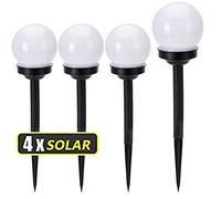 Bakaji - Lámparas solares de LED, de jardín, en forma de bola, 4 postes, de carga solar, 34 x 10 cm
