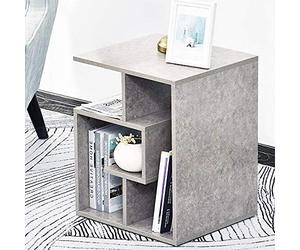 BAKAJI Librería Baja estantería 4 estantes de Madera MDF Mesa café Lateral sofá diseño Moderno decoración para salón salón casa u Oficina Medidas 45 x 40 x 55 cm (Gris)