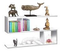 BAKAJI Libreria Baja Estantería 5 estantes de Madera melamínica, diseño Moderno para salón, casa o Oficina, tamaño 80 x 20 x 50,5 cm (Blanco)