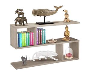 BAKAJI Libreria Baja Estantería 5 estantes de Madera melamínica, diseño Moderno para salón, casa o Oficina, tamaño 80 x 20 x 50,5 cm (Beige)