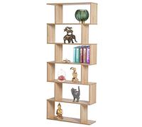 BAKAJI Librería estantería con 6 estantes de Madera, diseño Zig Zag, Moderno, para salón, salón, casa u Oficina, tamaño 80 x 24 x 190 cm (Beige)