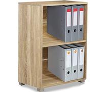 BAKAJI Librería Estantería Vela 2 Estantes Almacenamiento Documentos y Faldones Mobile Casa Oficina Libros Biblioteca Armario con estantes Interior Estantería de Suelo Estructura de Madera (Roble)