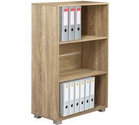 BAKAJI Librería Estantería Vela 3 Estantes Móvil Almacenamiento Documentos Oficina Libros Biblioteca Armario Estantería de Suelo Salón Estructura de Madera MDF (Roble)