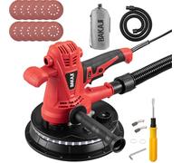 Bakaji Lijadora de pared de techo plegable lijadora jirafa placa de yeso succión automática con luz LED, varilla telescópica y 6 discos abrasivos (manual con bolsa de 1280W)