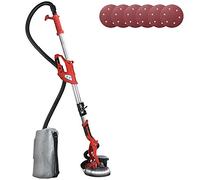 Bakaji Lijadora pared techo plegable lijadora jirafa cartón yeso 750 W potencia 800-1750 rpm succión polvo automática con luz LED varilla telescópica y 6 discos abrasivos 225 mm