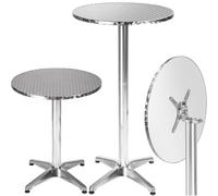 BAKAJI - Mesa Alta Bar 2en1 Plegable Altura 70cm / 110cm Aluminio Ø 60cm Eventos Bistro Fiestas Jardín