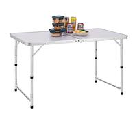 BAKAJI 120 cm Mesa de Camping de Picnic Plegable con asa para Transporte, Altura Ajustable, Aluminio, Color Blanco, Standard
