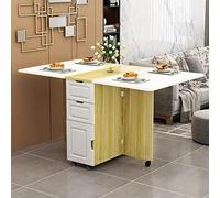 BAKAJI Mesa de Comedor Plegable Mueble Cocina con estantes Armario Ahorro de Espacio con Puertas estantes Ruedas Escritorio Multiusos de Madera MDF diseño Moderno decoración
