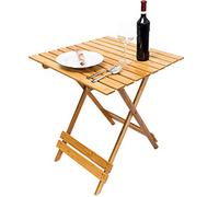 BAKAJI - Mesa Plegable, bambú Natural, 66 x 66 x 75 cm