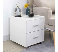 BAKAJI Mesita de Noche, Madera, Color Blanco, 40x43x44 cm