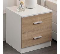 BAKAJI Mesita de Noche con 2 cajones, diseño Moderno, de Madera, Color MDF Metal, Bicolor (Blanco Y Beige), 2 Cassetti