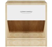 BAKAJI Mesita de Noche Simple Blanca móvil con cajón y Estante Inferior Robusto Resistente diseño Moderno Minimalista Dormitorio salón casa Oficina versátil Multiusos espaciosa (Roble y Blanco)