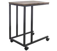 BAKAJI Mesita de salón de café para PC, Mesa de salón Lateral, sofá con Estante de Madera, Estructura de Metal, diseño Moderno Industrial con Ruedas 50 x 35 x 60 cm