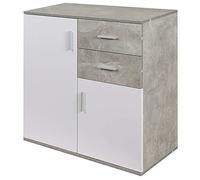 BAKAJI Mueble aparador con cajones y Puertas de 2 estantes Armario de Cocina Moderno baño Madera de ingeniería, Blanco, 82 x 35 x 80 cm
