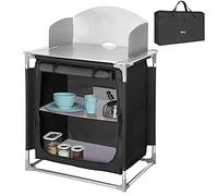 Bakaji Mueble de Cocina, Armario de Mesa, de Camping, de pícnic, Compacto, portátil, Plegable, con Marco de Aluminio con Cocina, Protector de Salpicaduras, Bolsa para el Transporte