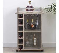 BAKAJI Mueble Bar-Botellas de Vino de Madera-Bodega-6 plazas-Porta Copas-Taupe, ingeniería, TóRTOLA, 55 x 40 x 89 cm
