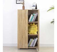 BAKAJI Mueble de Oficina con Vela y estantería de 3 estantes de Almacenamiento de Documentos con Dos Puertas con estantes, decoración Interior de salón de Madera tamaño H 115,5 x 60 x 31 cm (Roble)