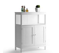 BAKAJI Mueble Mueble Armario baño Dos Puertas Doble Apertura estantería decoración Madera MDF diseño Moderno casa Ahorra Espacio estantes Interiores Color Blanco 60 x 30 x 80 cm