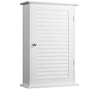 BAKAJI Mueble Armario Armario Armario baño Pared decoración Puerta Individual Dos estantes diseño Moderno casa Ahorro Espacio estantes Interiores Madera MDF Color Blanco Dimensiones 40 x 16 x 60 cm