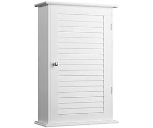 BAKAJI Mueble mueble armario baño pared pared decoración puerta individual dos estantes diseño moderno casa ahorra espacio estantes interiores madera MDF color blanco Dimensiones 40 x 16 x 60 cm