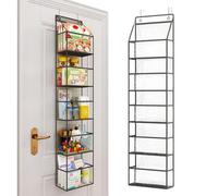 BAKAJI Organizador de 5 estantes para Puerta con Ganchos de Metal y estantes de PVC Transparentes, Unidad de estantes para Ahorrar Espacio, Multiusos, espaciosa, estantería para baño, Dormitorio,
