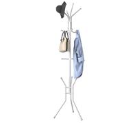 BAKAJI Oslo - Perchero de pie con 12 ganchos, soporte para colgar ropa independiente para entrada y salón, ideal para abrigos, sombreros, bolsos (blanco)