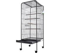 BAKAJI Pajarera para pájaros, Loros, Canarios, periquitos, Altura 150 cm, Jaula Grande de Metal, con cajón extraíble para la Arena (150 cm)