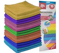 BAKAJI Paquete de 16 paños de Microfibra, duraderos y Resistentes, Trapos multisuperficie para Limpieza Todos los usos, Dimensiones 30 x 30 cm, Captura Polvo y Suciedad