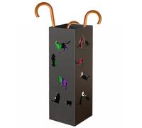 BAKAJI Paragüero de entrada de metal 15,5 x 15,5 x 49 cm, forma cuadrada, diseño gatos, paragüero decorativo elegante y ahorra espacio, ideal para organizar paraguas (negro)