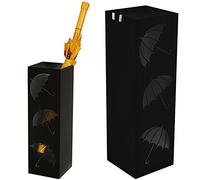 BAKAJI Paragüero de Hierro de diseño Bandeja antigoteo y Ganchos para Paraguas Plegables, tamaño 49 x 15,5 cm