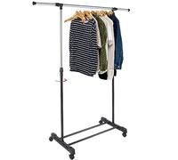 BAKAJI Perchero de acero con ruedas telescópicas ajustable en altura y anchura (individual)