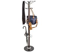 BAKAJI Perchero de diseño de pie de suelo de metal con 16 ganchos para colgar ropa base de mármol, tamaño 38 x 38 x 180 cm (marrón)