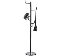 BAKAJI Perchero de diseño de pie de suelo de metal con 6 ganchos para colgar ropa y base de mármol, tamaño 38 x 38 x 176 cm (negro)
