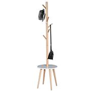 Bakaji Perchero de madera con diseño de perchero con 6 ganchos para colgadores de ropa y base de mesa de centro Dimensión 40 x 40 x 170 cm