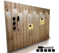 BAKAJI Pizarra magnética para escribir y borrar, pizarra con 5 imanes y 1 rotulador, tablón de anuncios de pared, ideal para cocina, salón, entrada, 60 x 40 cm (bombillas)