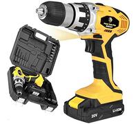 Bakaji Power Tools - Taladro atornillador a batería de litio en maletín Cordless de doble velocidad (taladro atornillador 20 V + 2 baterías de iones de litio)