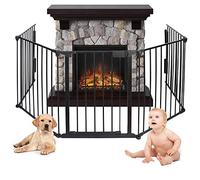 Bakaji Puerta de protección de chimenea para perros y niños, recinto, divisor, cercado con puerta y cierre con asa, antiniños, longitud 3 m, de acero, estructura plegable