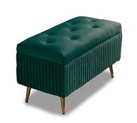 BAKAJI Puf - Baúl para Banco de Terciopelo Rectangular Suave, Grande, Verde, Mediano