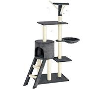 Bakaji - Rascador para Gatos, árbol de sisal, Parque de Juegos para Gato, rascador para Gatos, con Columna de decoración, Altura 144 cm (Gris)