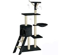 BAKAJI - Rascador para Gatos, árbol de sisal, Parque de Juegos para Gato, rascador para Gatos, con Columna de decoración, Altura de 144 cm, Color Negro