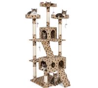 Bakaji Rascador para Gatos Árbol para Gatos Sisal Parque Giochi Caseta Gato Tira arañazos uñas Alto 170 cm, Torre de Escalada para Gatos Estable de Varios Niveles (Beige)