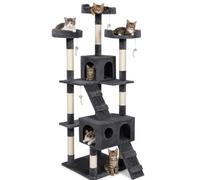 Bakaji Rascador para Gatos Árbol para Gatos Sisal Parque Giochi Caseta Gato Tira arañazos uñas Alto 170 cm, Torre de Escalada para Gatos Estable de Varios Niveles (Gris)