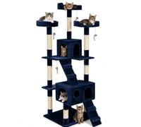 Bakaji Rascador para Gatos Árbol para Gatos Sisal Parque Giochi Caseta Gato Tira arañazos uñas Alto 170 cm, Torre de Escalada para Gatos Estable de Varios Niveles (Azul)