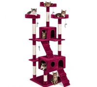 Bakaji Rascador para Gatos Árbol para Gatos Sisal Parque Giochi Caseta Gato Tira arañazos uñas Alto 170 cm, Torre de Escalada para Gatos Estable de Varios Niveles (Rojio Vino)