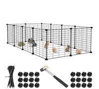 BAKAJI Recinto para Animales de pequeño tamaño, Personalizable de Metal, Valla componible para cobayas, hámsteres, Conejos, Chinchillas, para Interiores y Exteriores (110 × 75 × 39 cm)
