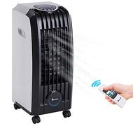 Bakaji Refrescador ventilador humidificador de aire Air Cooler máxima potencia refrigeración por agua con depósito de hielo agua, temporizador y mando a distancia (4 litros largos)