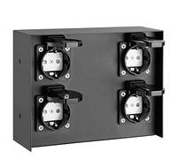 Bakaji Regleta para exterior de suelo y pared, columna eléctrica de jardín, poste columna, 4 tomas Shucko, impermeables, IP44, con puerta, estructura de acero, color negro, 20 x 7 x 16 cm