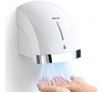 BAKAJI Secador de manos automático eléctrico de pared para hoteles, baños públicos, restaurantes, secador de manos de aire caliente de pared con sensor fotocélula, potencia 2000 W, secado de alta
