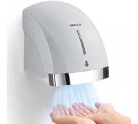 BAKAJI Secador de manos automático eléctrico de pared para hoteles, baños públicos, restaurantes, secador de manos de aire caliente de pared con sensor fotocélula, potencia 2000 W, secado de alta